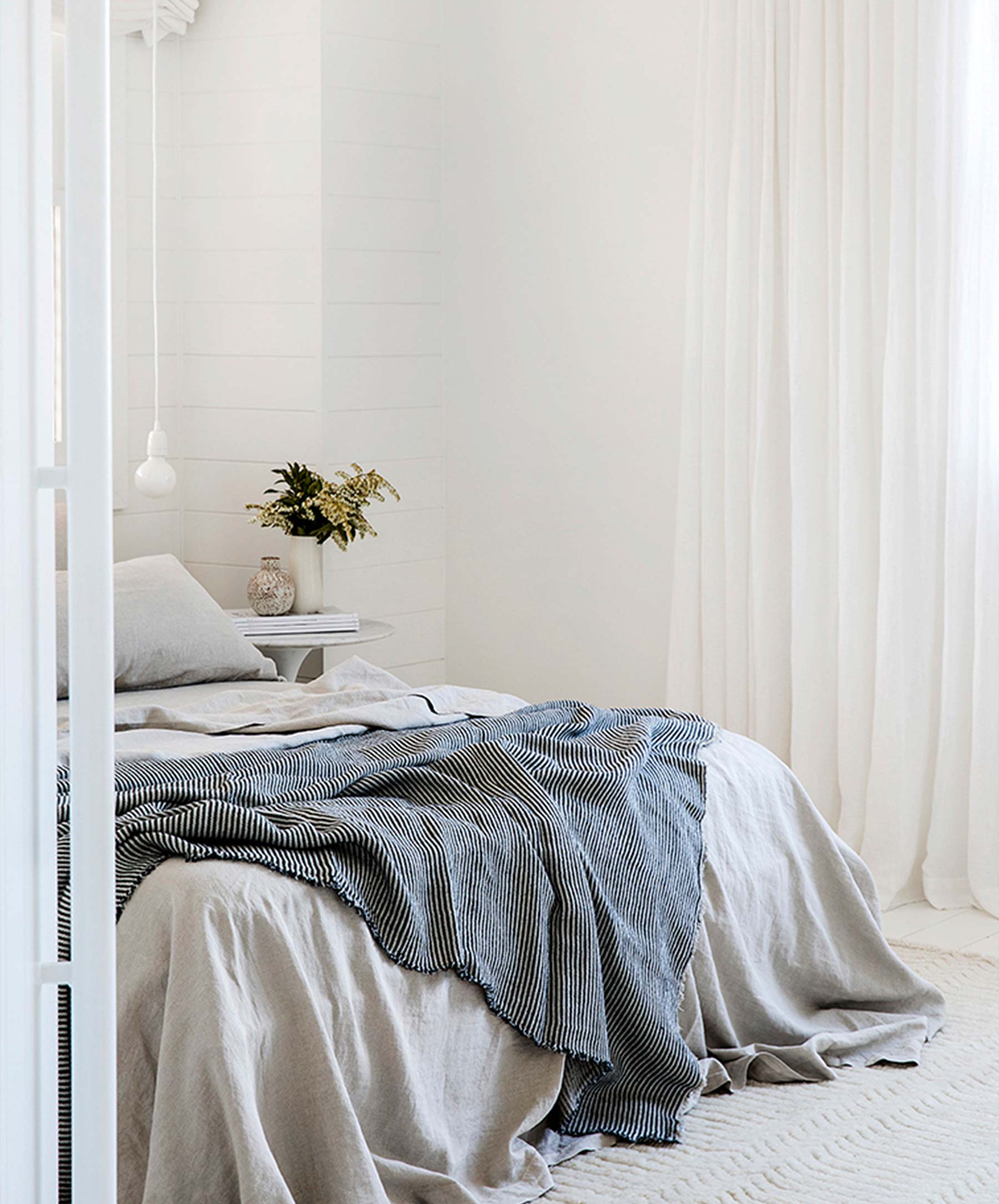 Linen Flat Sheet with Border - Smoke Gray - Image 2