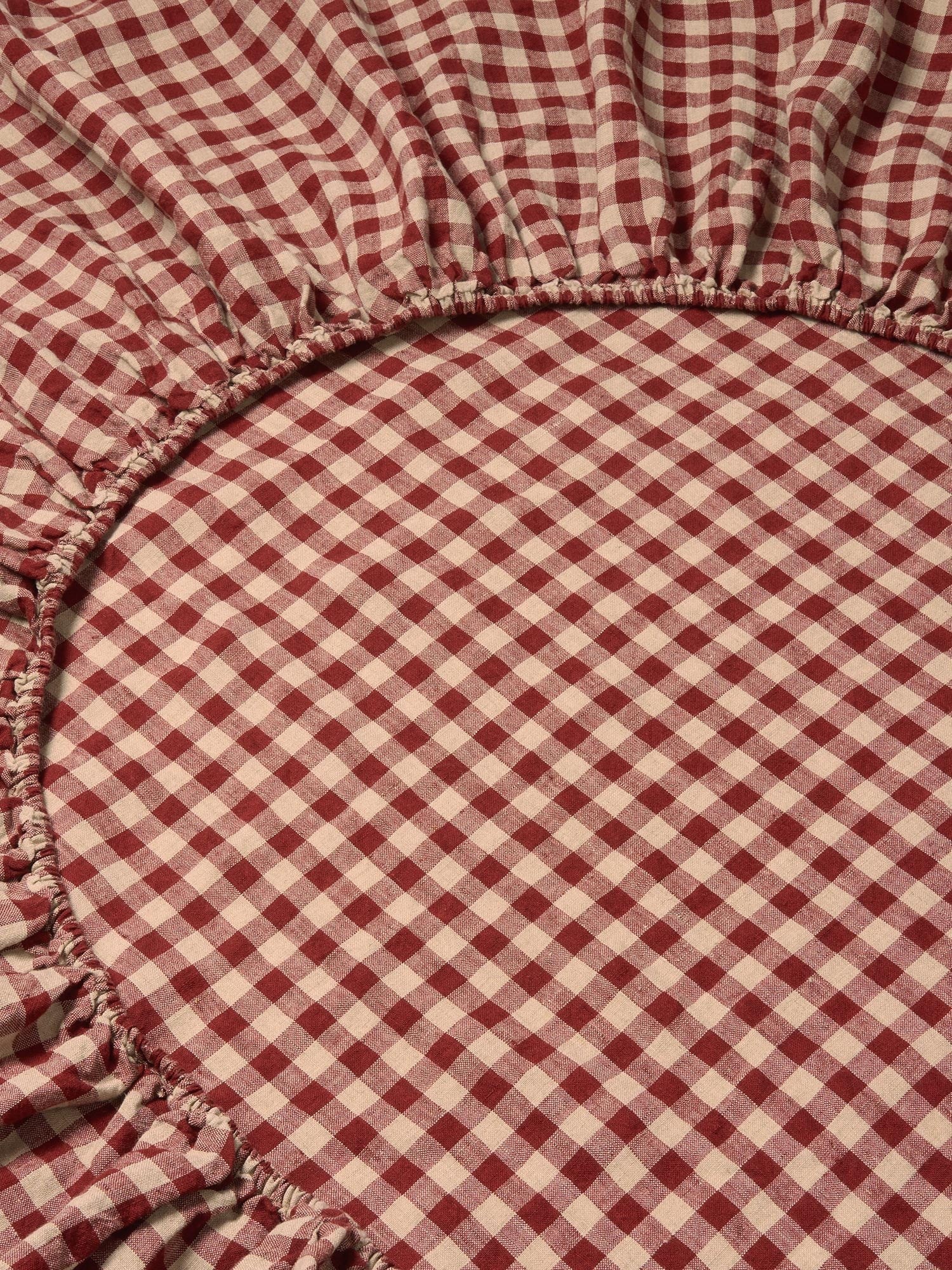 Rhubarb Gingham 100% Linen Fitted Sheet - Image 2