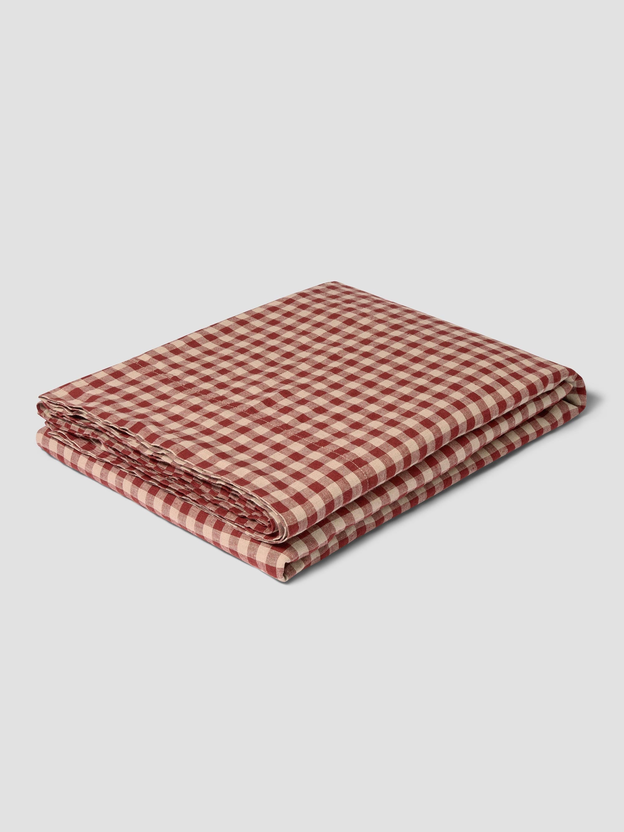 Rhubarb Gingham Linen Blend Flat Sheet - Image 2