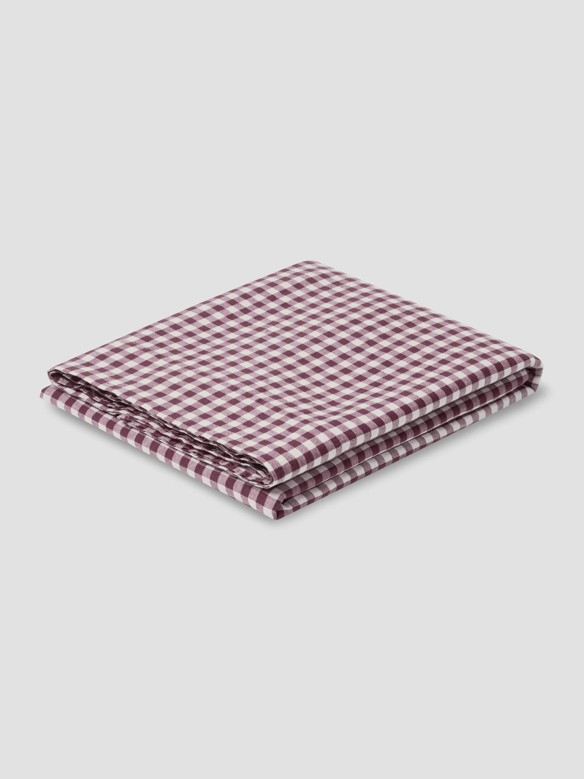 Berry Gingham 100% Linen Flat Sheet - Image 2