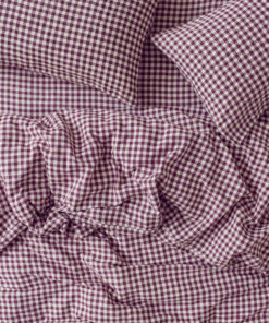 Berry Gingham 100% Linen Duvet Cover