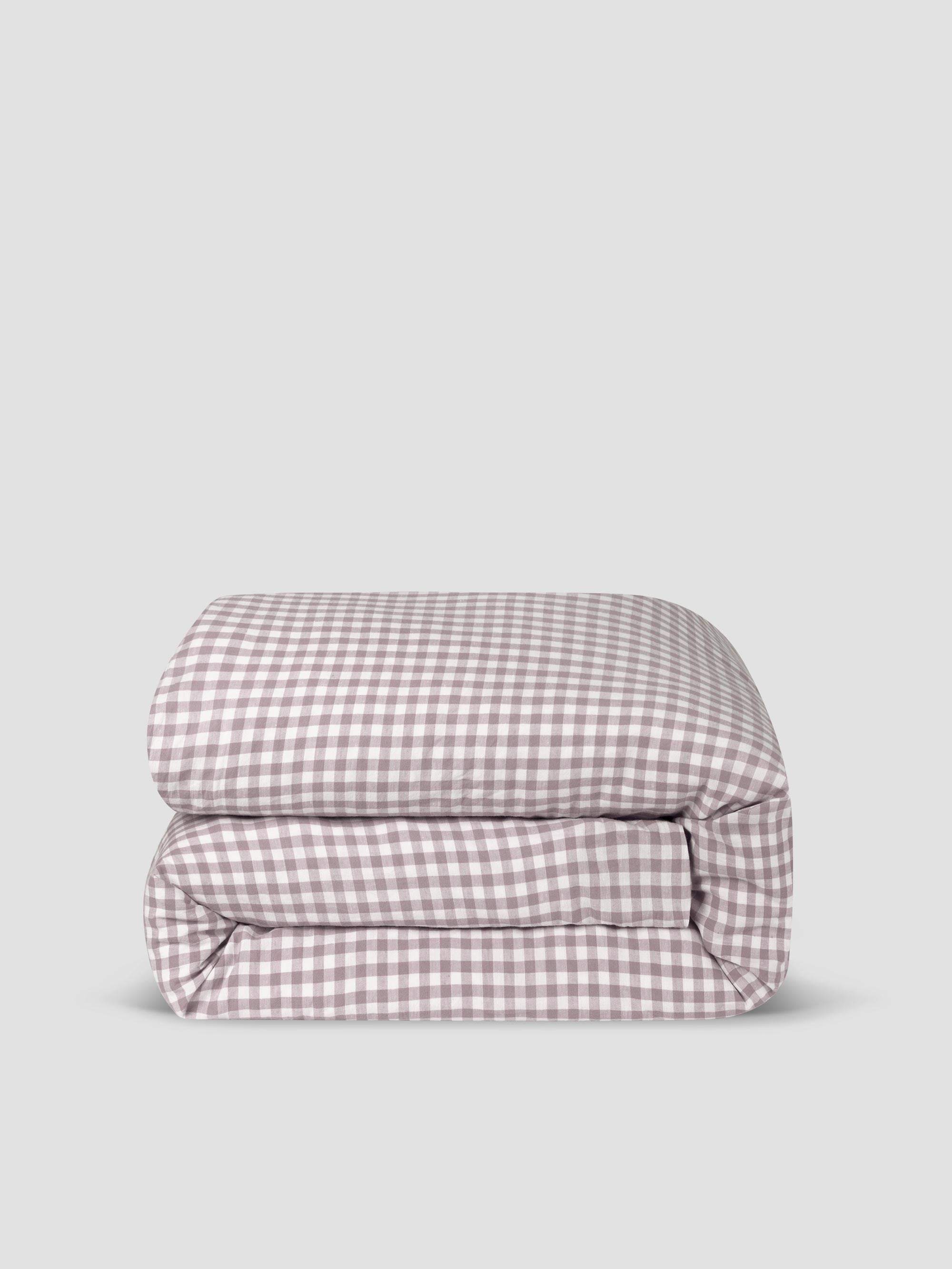 Elderberry Gingham 100% Linen Duvet Cover - Image 3