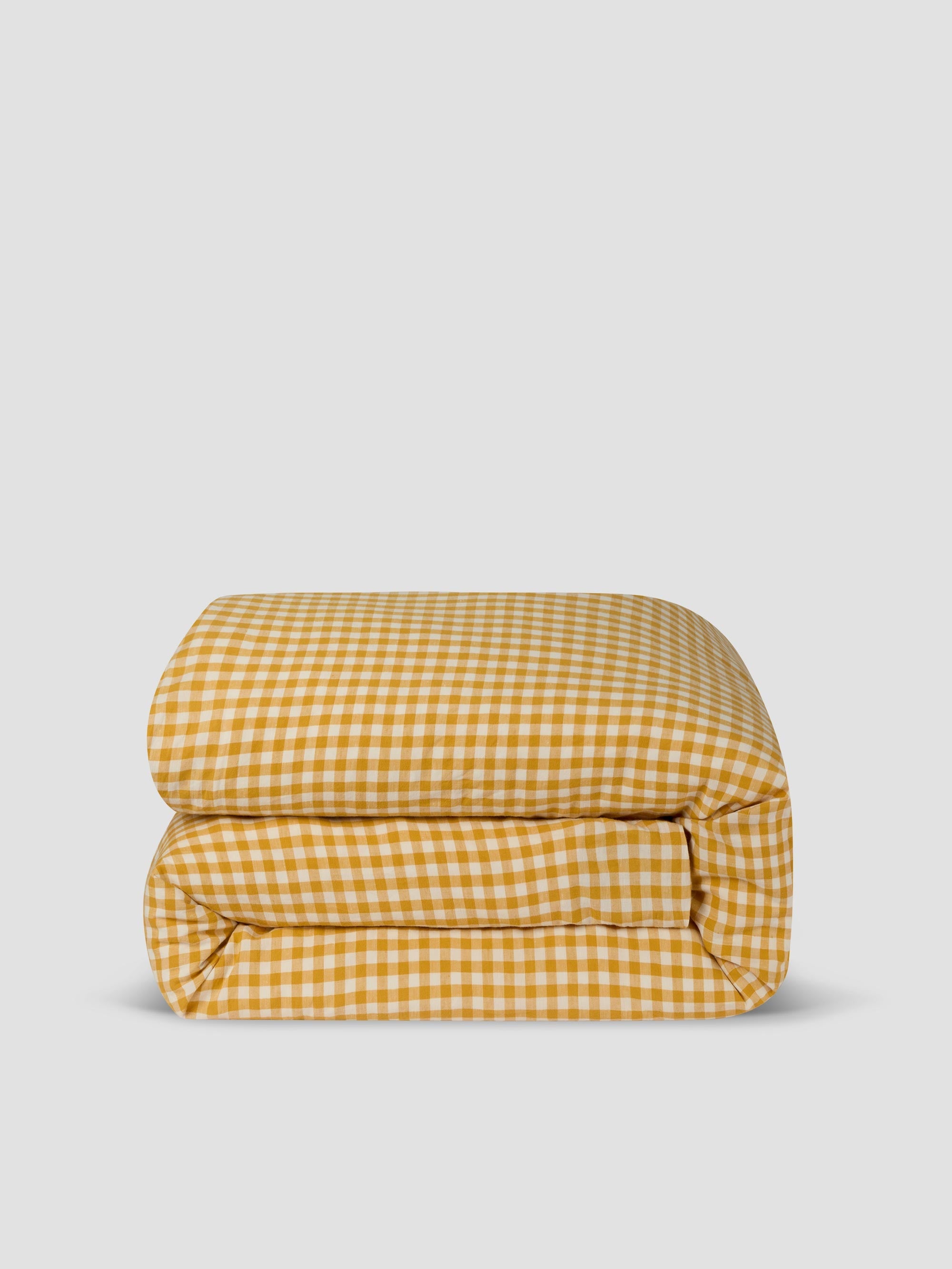 Honey Gingham Linen Blend Duvet Cover - Image 3