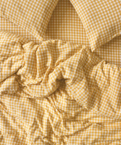 Honey Gingham Linen Blend Duvet Cover