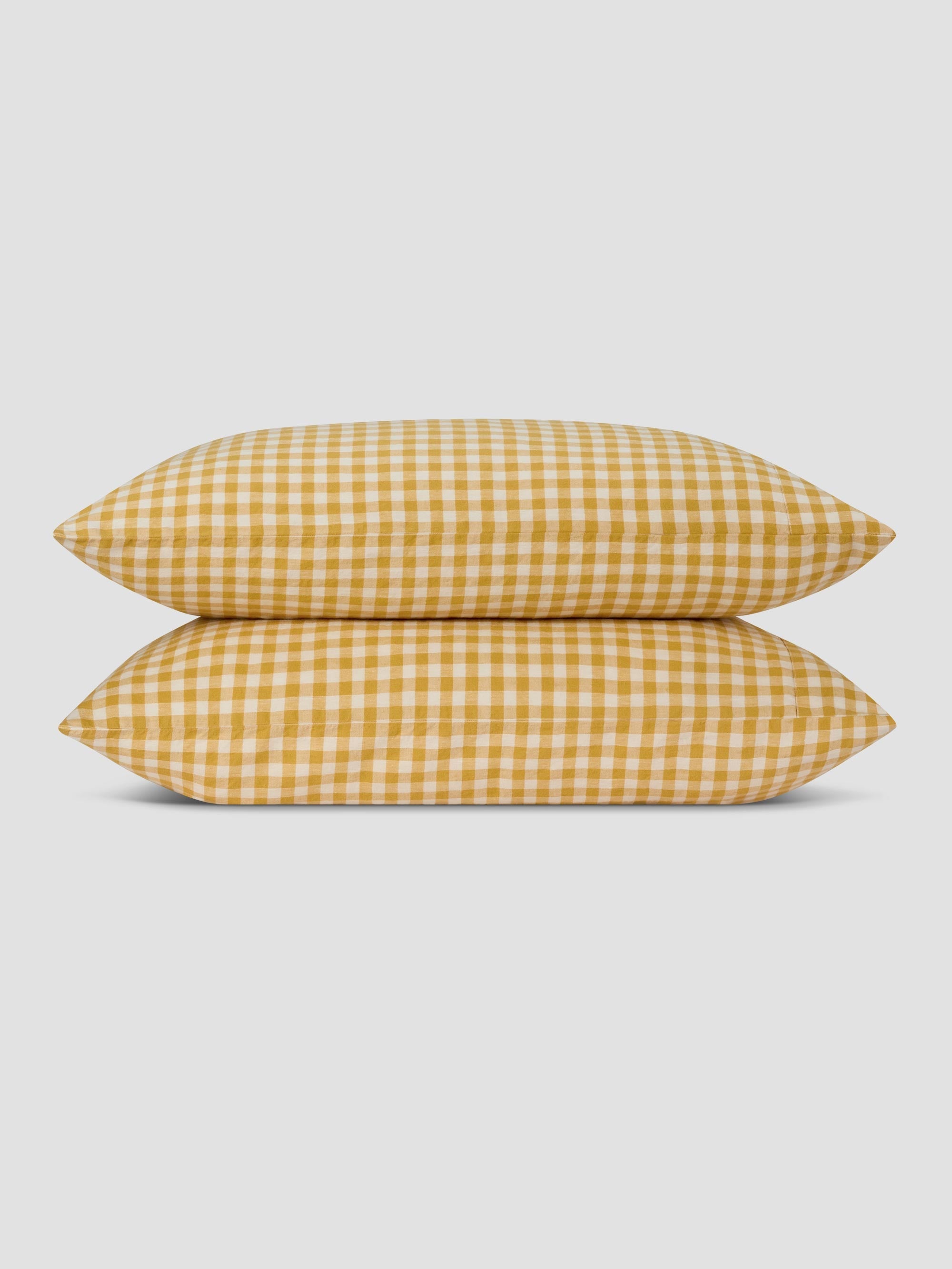 Honey Gingham Linen Blend Pillowcase (Pair) - Image 2