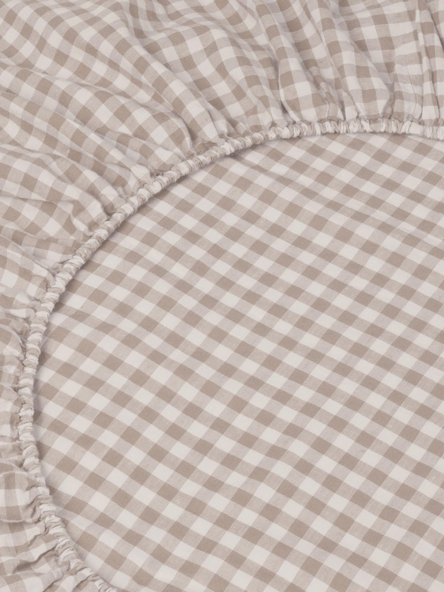 Mushroom Gingham Linen Blend Fitted Sheet - Image 2