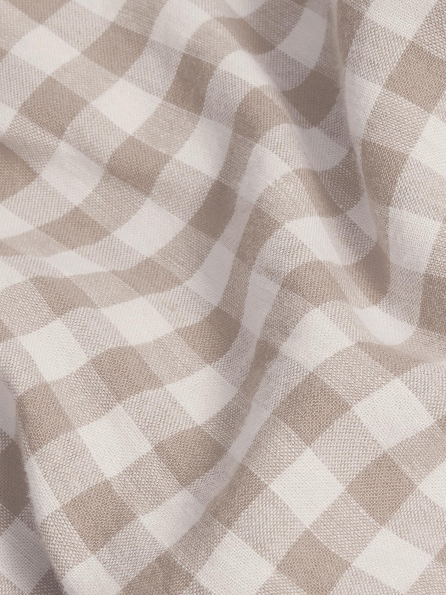 Mushroom Gingham Linen Blend Duvet Cover - Image 4