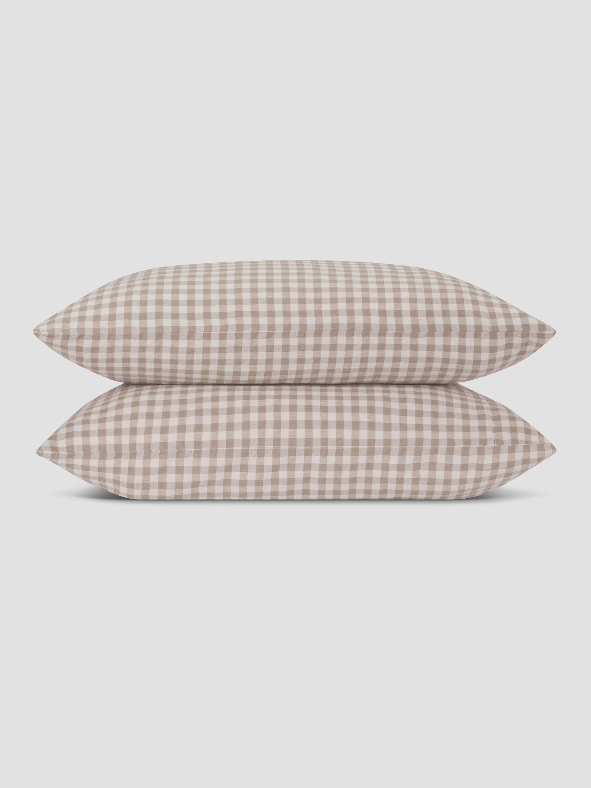 Mushroom Gingham Linen Blend Pillowcase (Pair) - Image 2