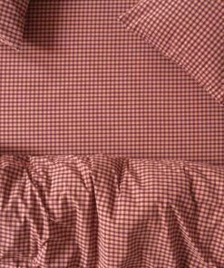 Fig & Blush Pink Gingham Washed Cotton Percale Fitted Sheet
