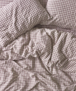 Elderberry Gingham 100% Linen Duvet Cover