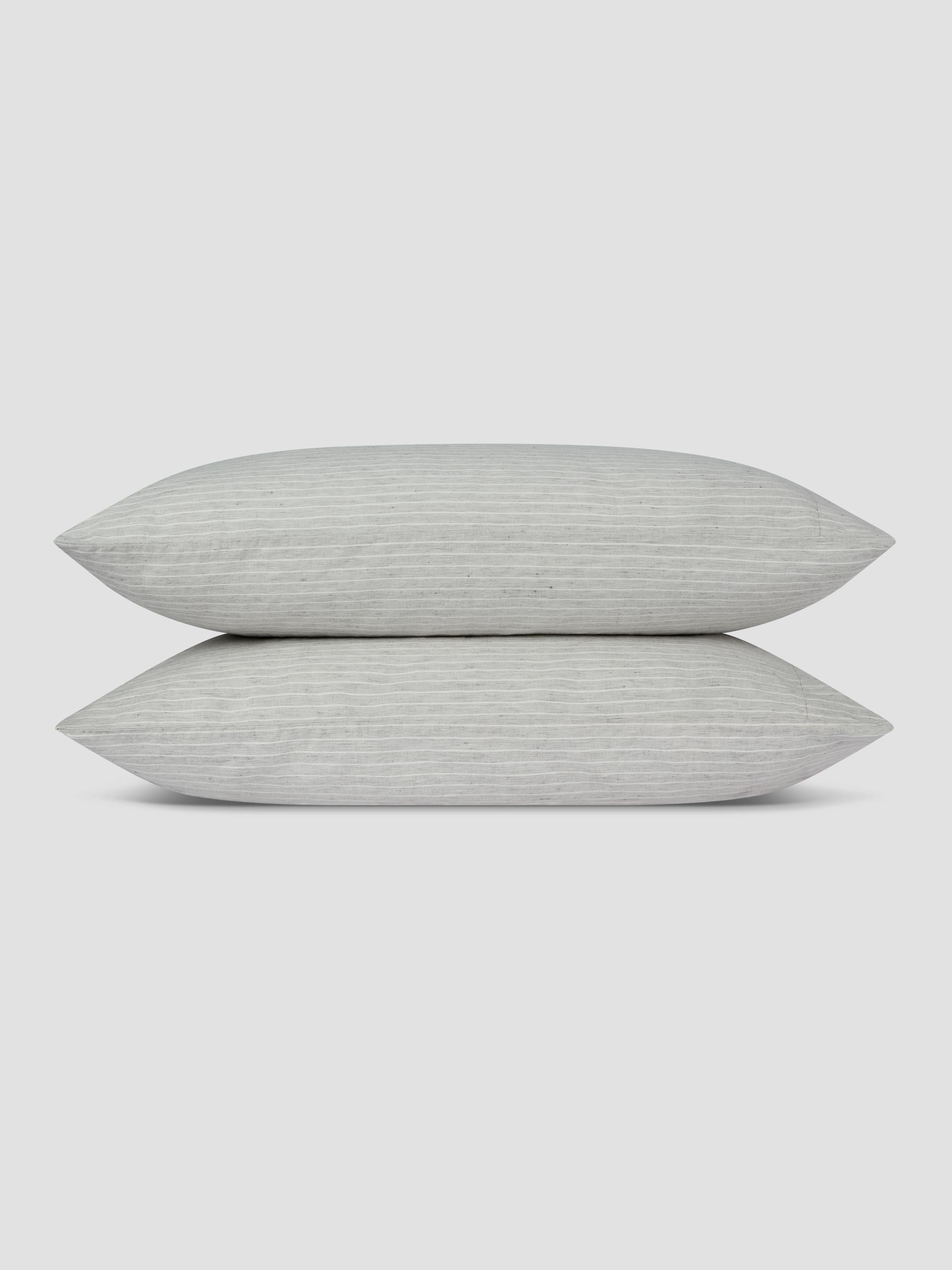 Gray Mini Stripe Linen Blend Pillowcases (Pair) - Image 2