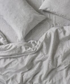 Gray Mini Stripe Linen Blend Duvet Cover