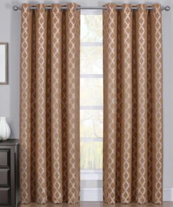100% Blackout Curtain Panels Rosaline - Woven Jacquard Triple Pass Thermal Insulated (Set of 2 Panels)