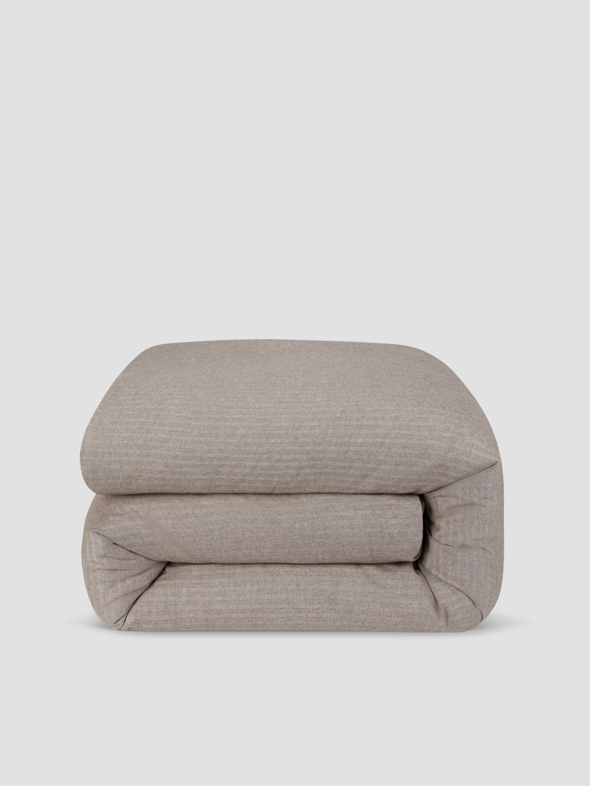 Mocha Herringbone Flannel Cotton Duvet Cover - Image 2