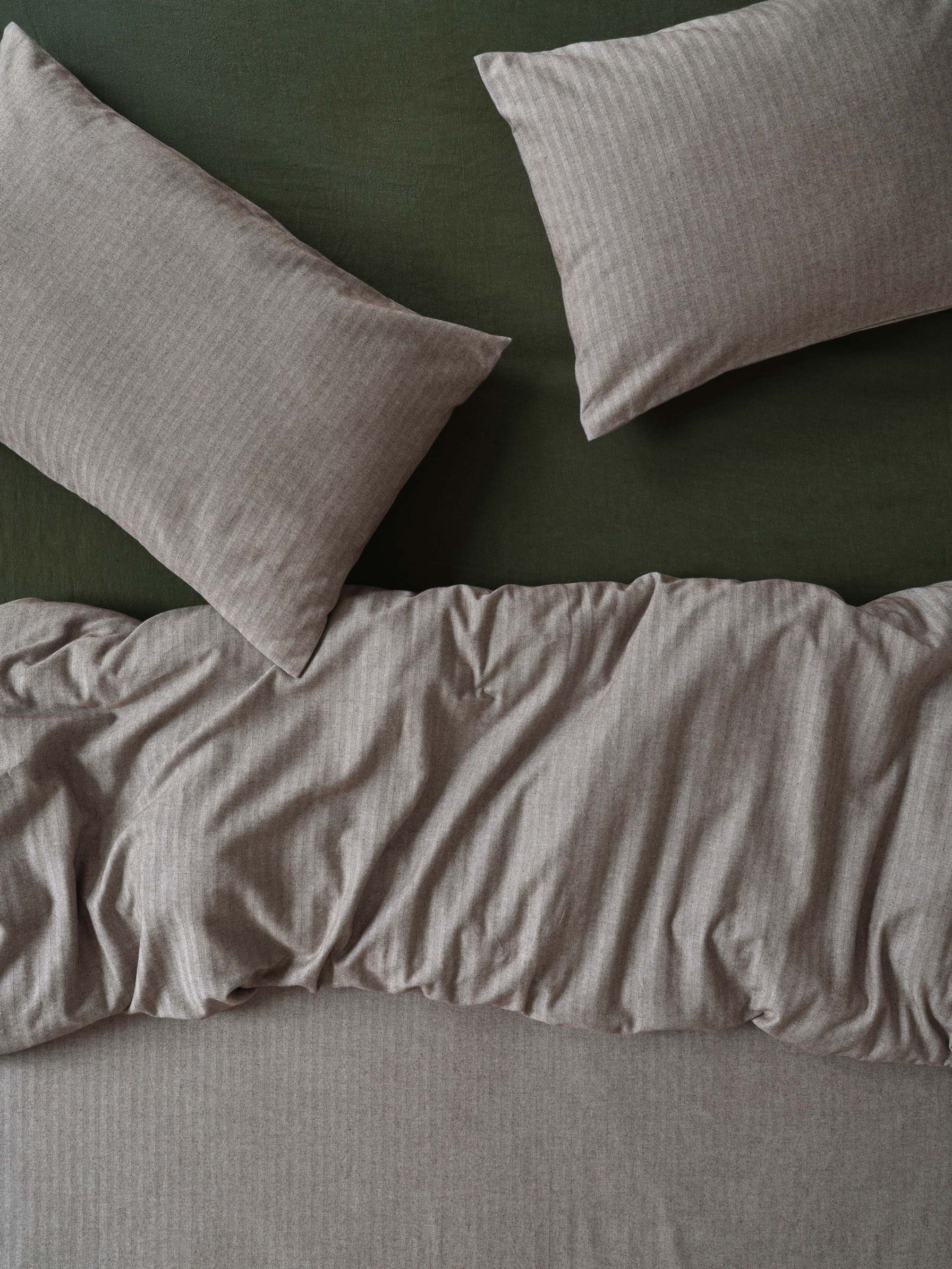 Mocha Herringbone Flannel Cotton Duvet Cover