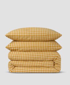 Honey Gingham Linen Blend Duvet Set
