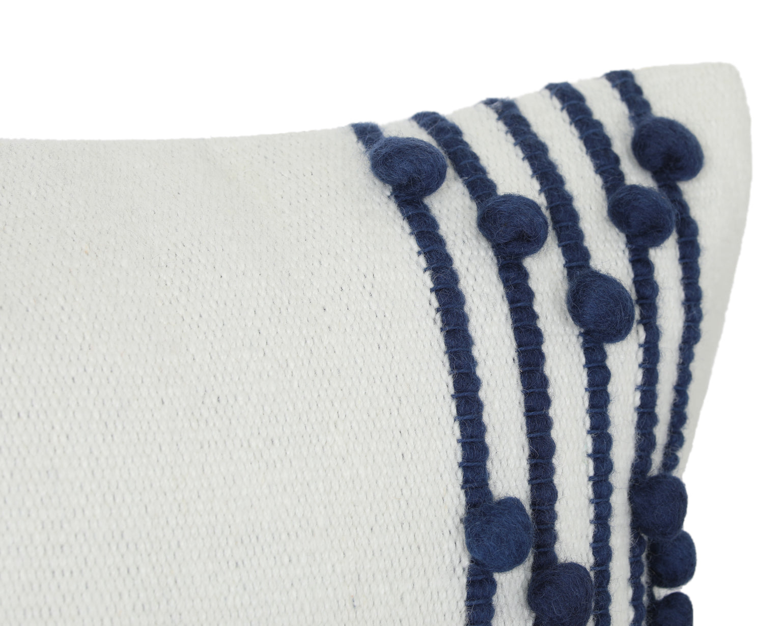 Faryll in Cream and Midnight Blue. Large Lumbar Wool Pillow - Image 2