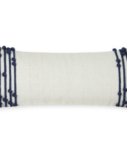Faryll in Cream and Midnight Blue. Large Lumbar Wool Pillow