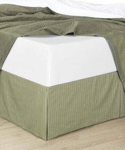 Combed Cotton Split Corners Damask Stripe Bed Skirts