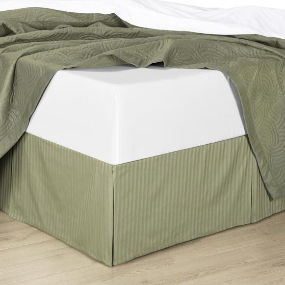 Combed Cotton Split Corners Damask Stripe Bed Skirts - Image 19