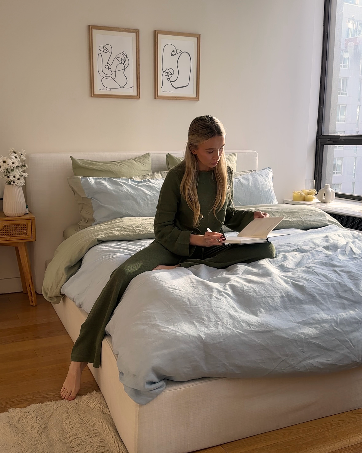 Veranda Linen Knit Sweater in Olive - Image 6