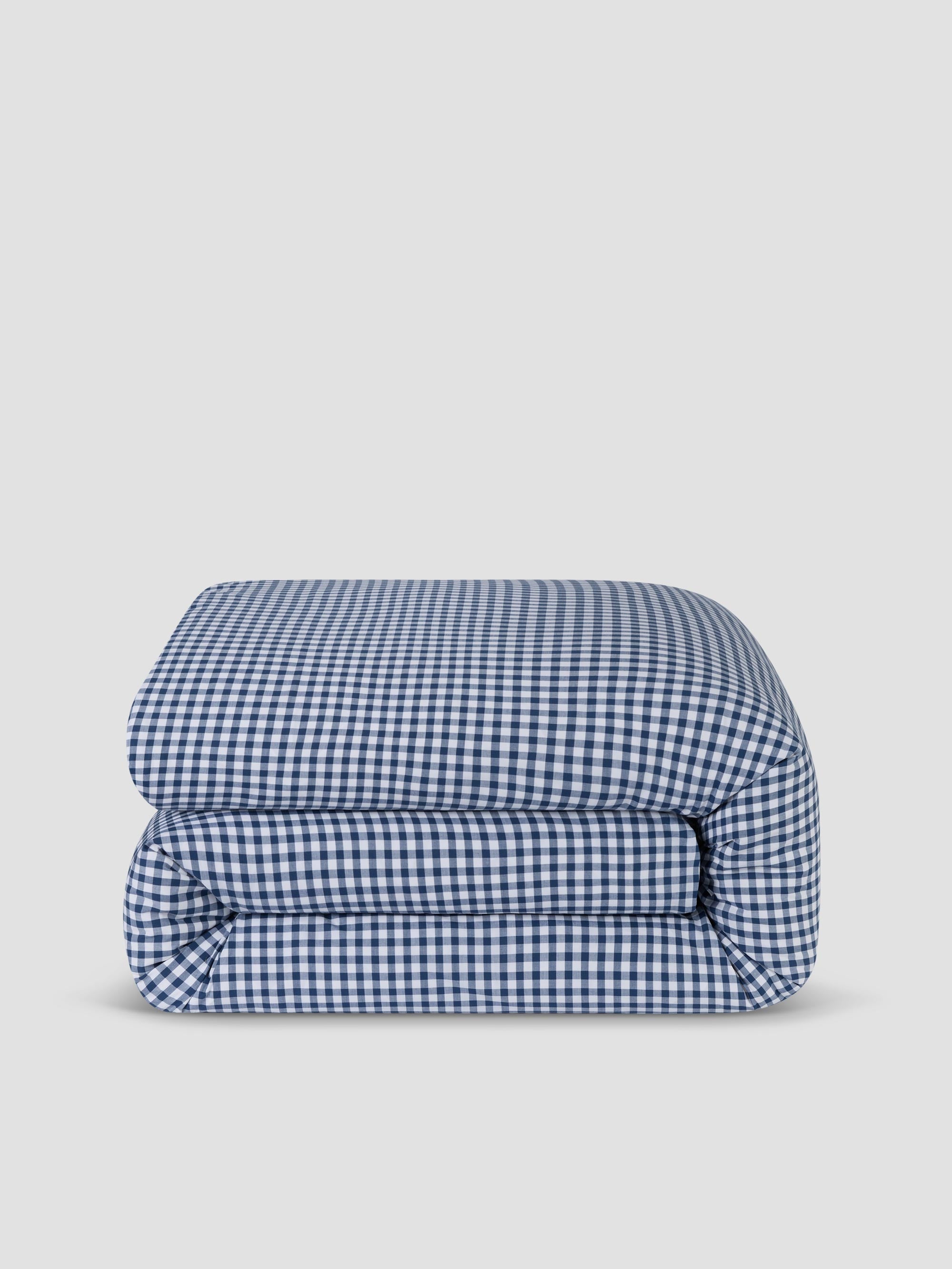 Indigo Small Gingham Cotton Duvet Cover - Image 2