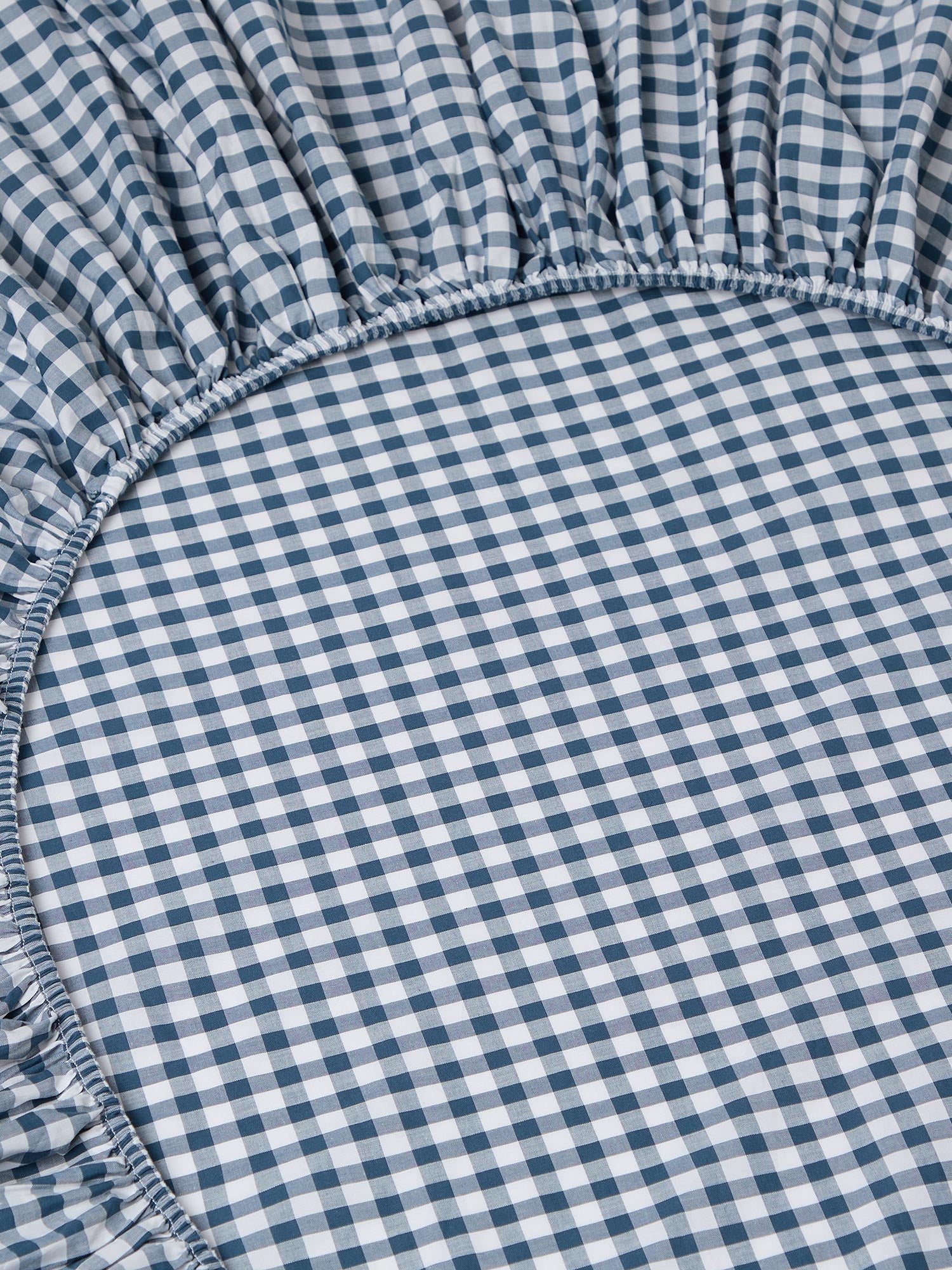 Indigo Small Gingham Cotton Fitted Sheet - Image 2