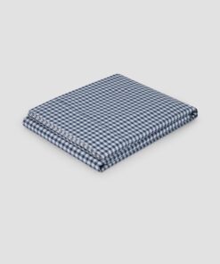 Indigo Small Gingham Cotton Flat Sheet