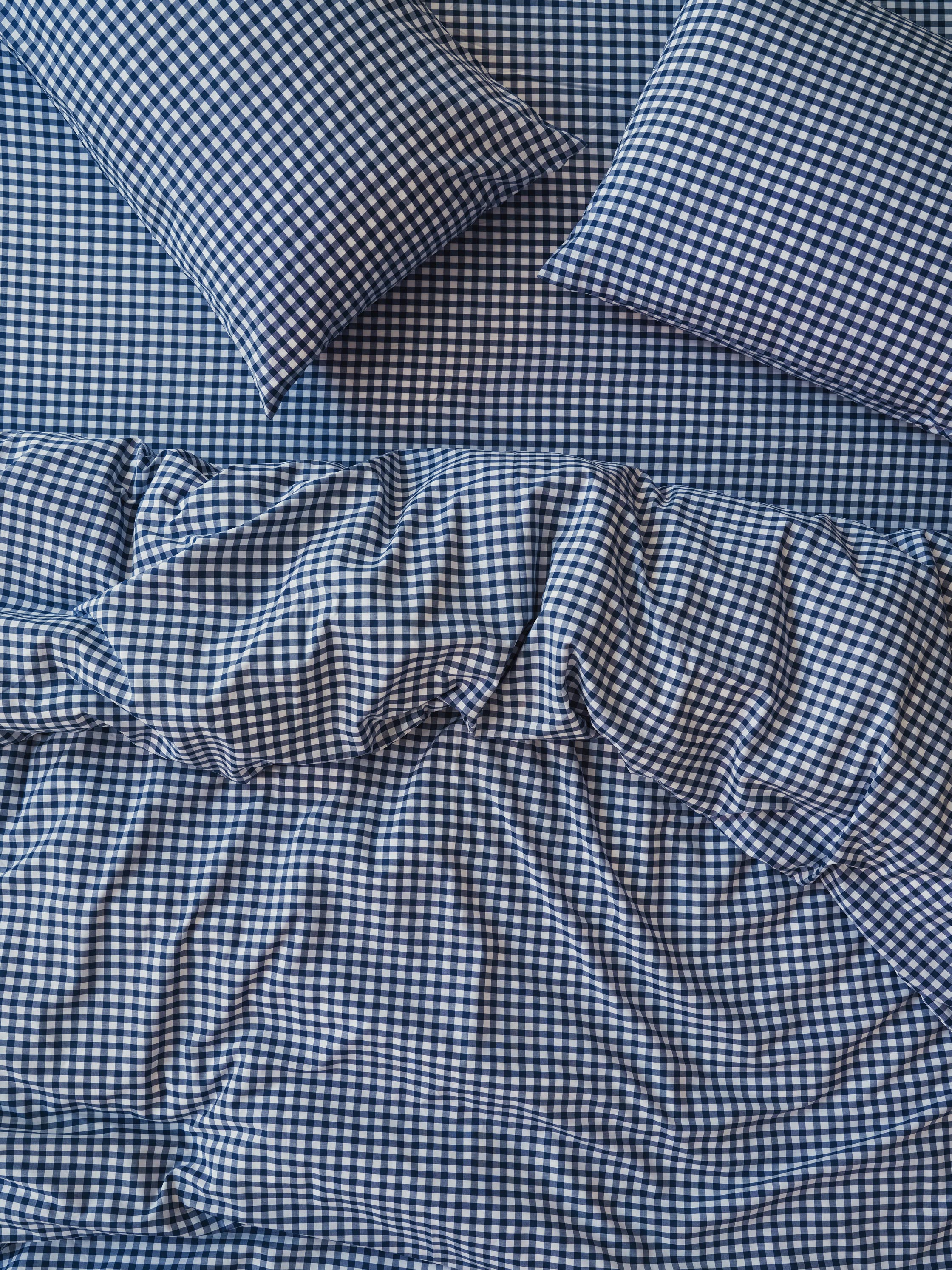 Indigo Small Gingham Cotton Duvet Cover