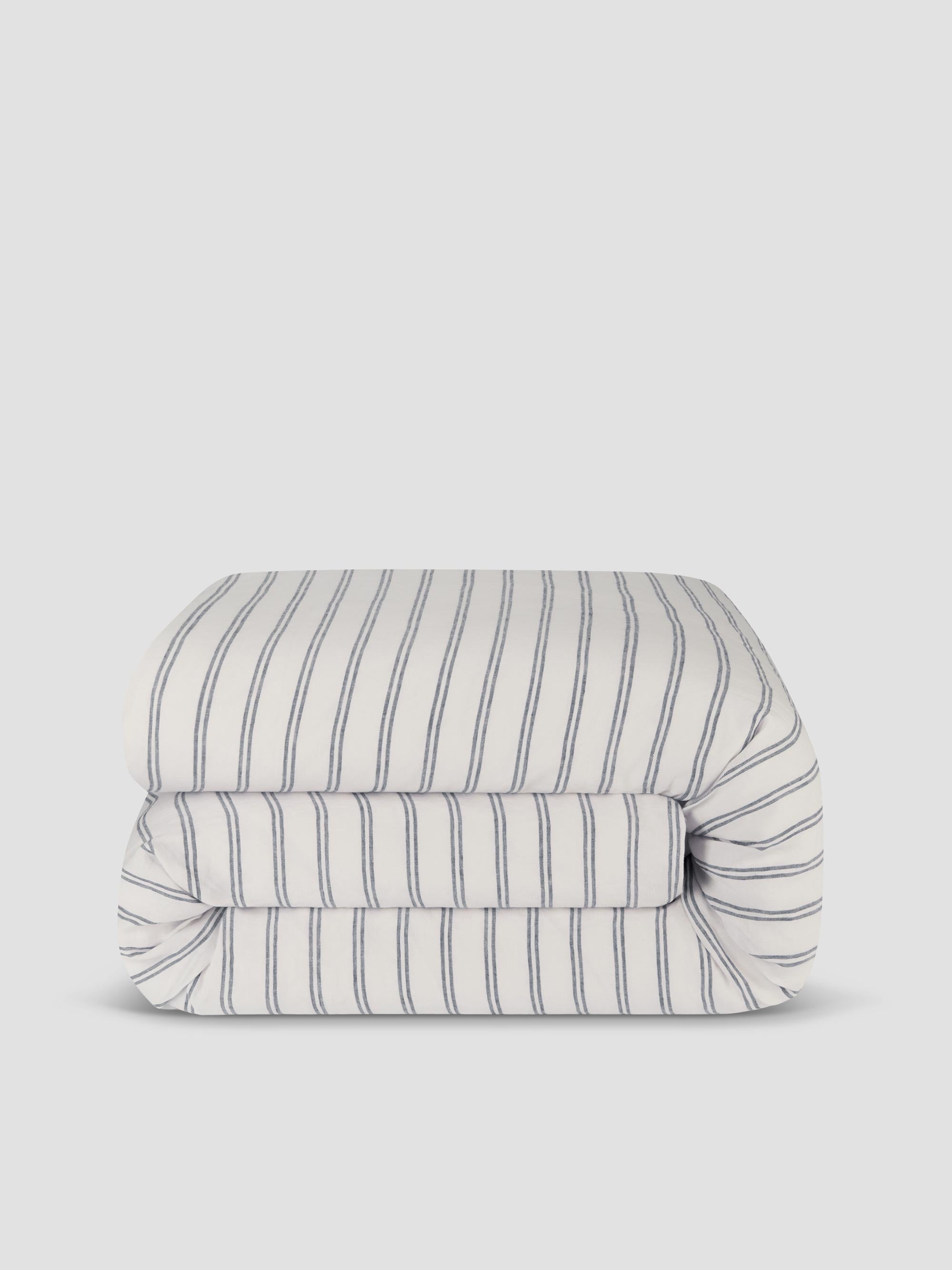 Ivory Kemptown Stripe Linen Blend Duvet Cover - Image 2