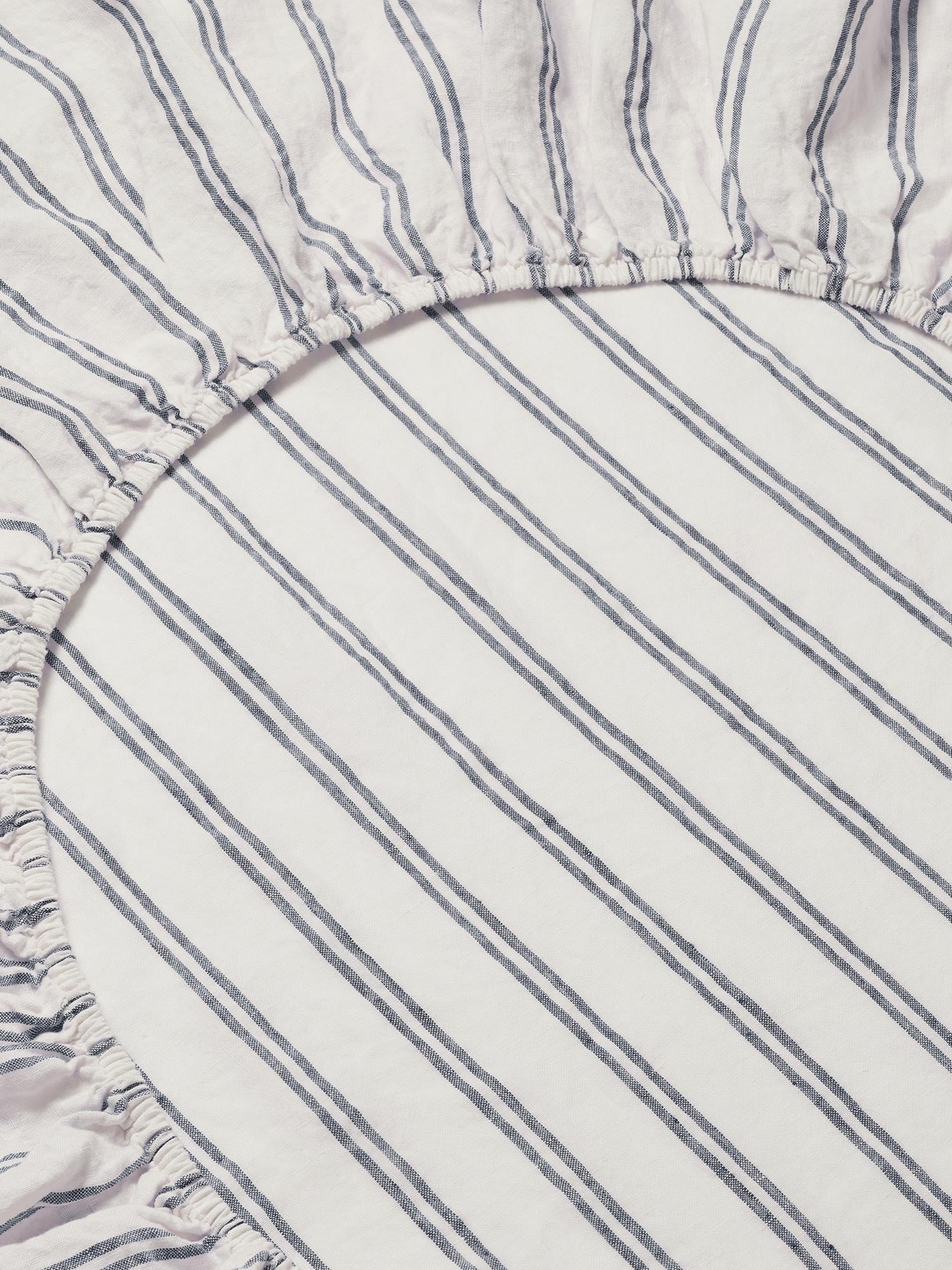 Ivory Kemptown Stripe 100% Linen Fitted Sheet - Image 2