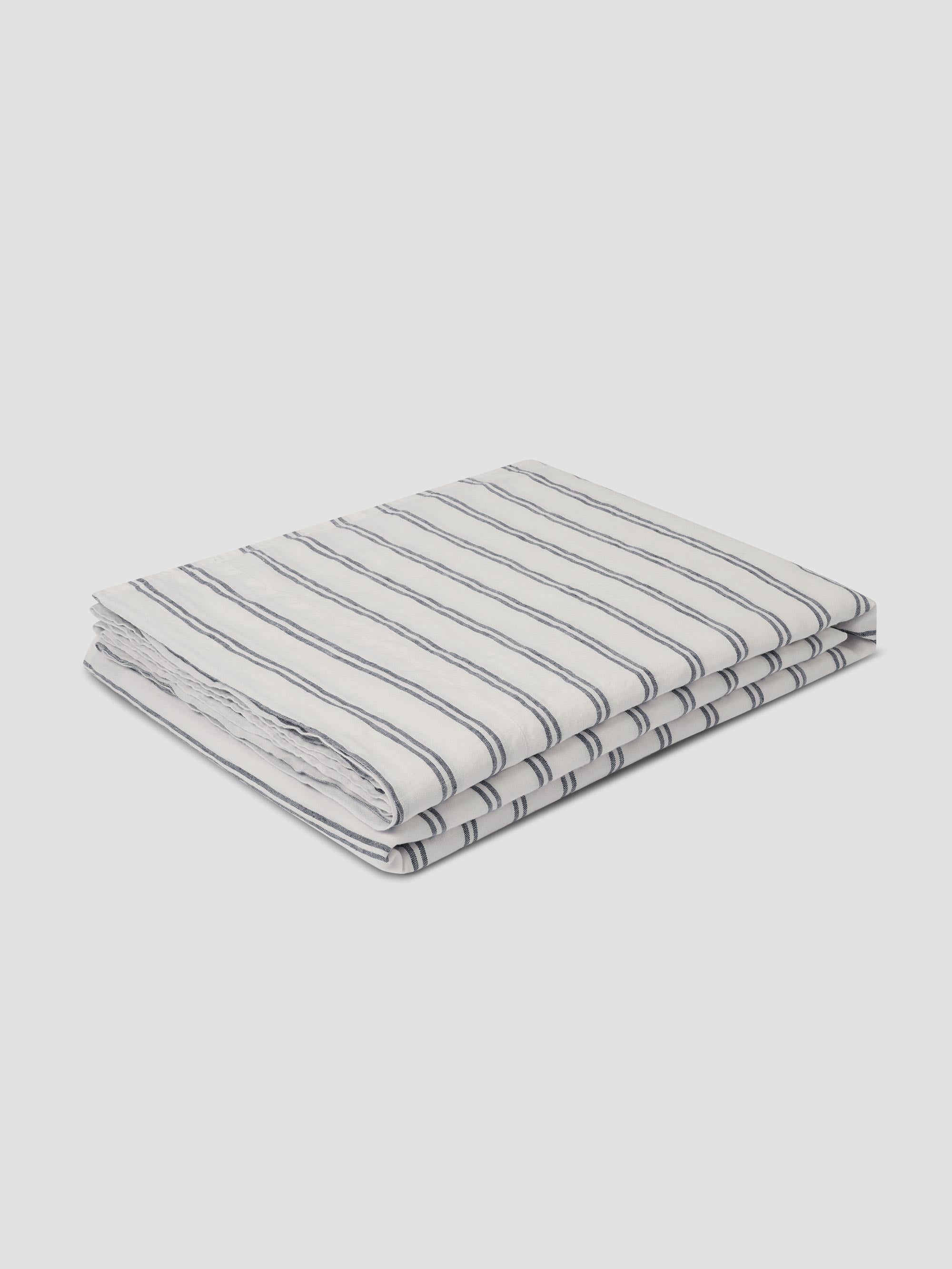 Ivory Kemptown Stripe 100% Linen Flat Sheet - Image 2