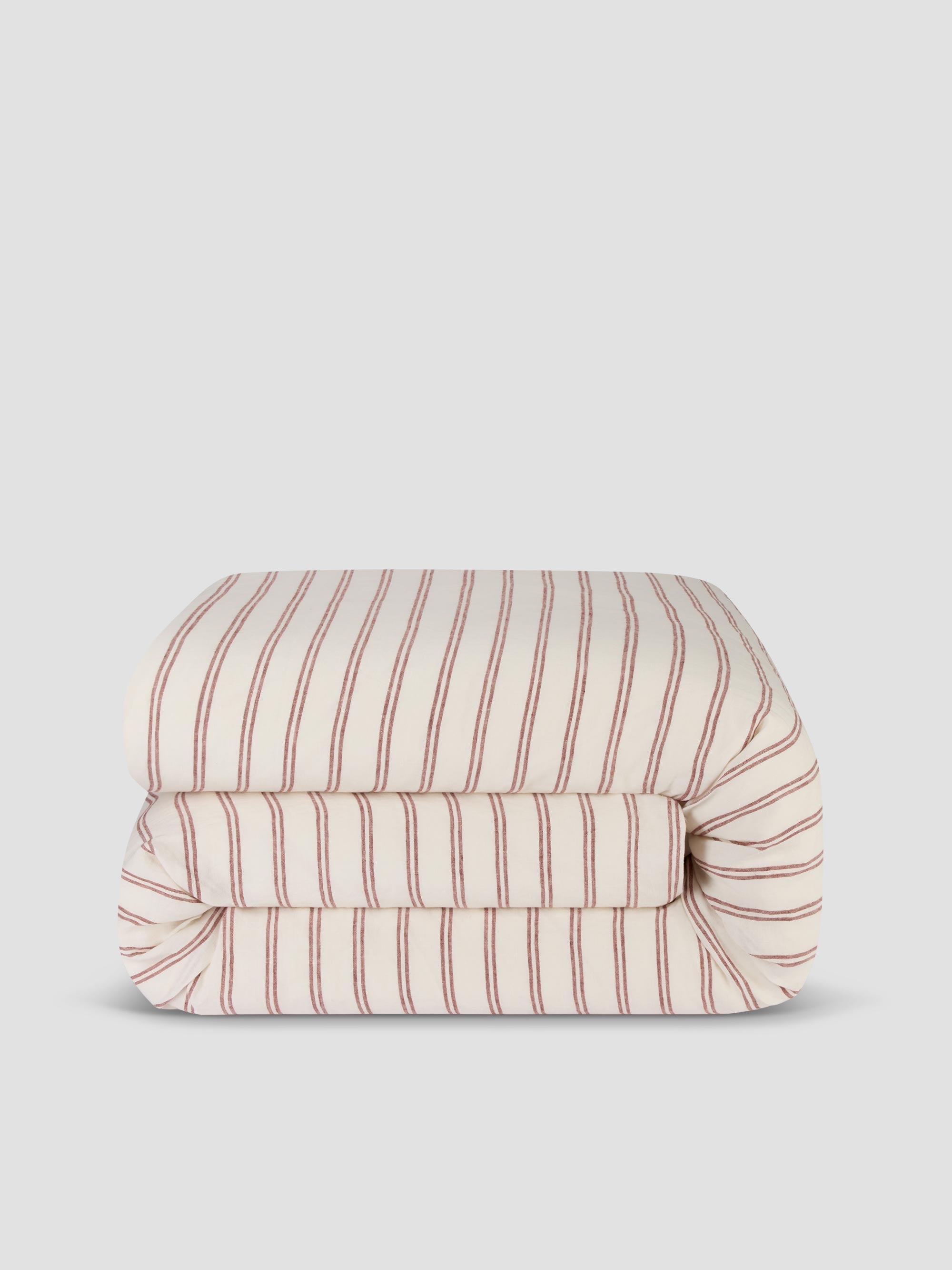 Rhubarb Kemptown Stripe 100% Linen Duvet Cover - Image 3