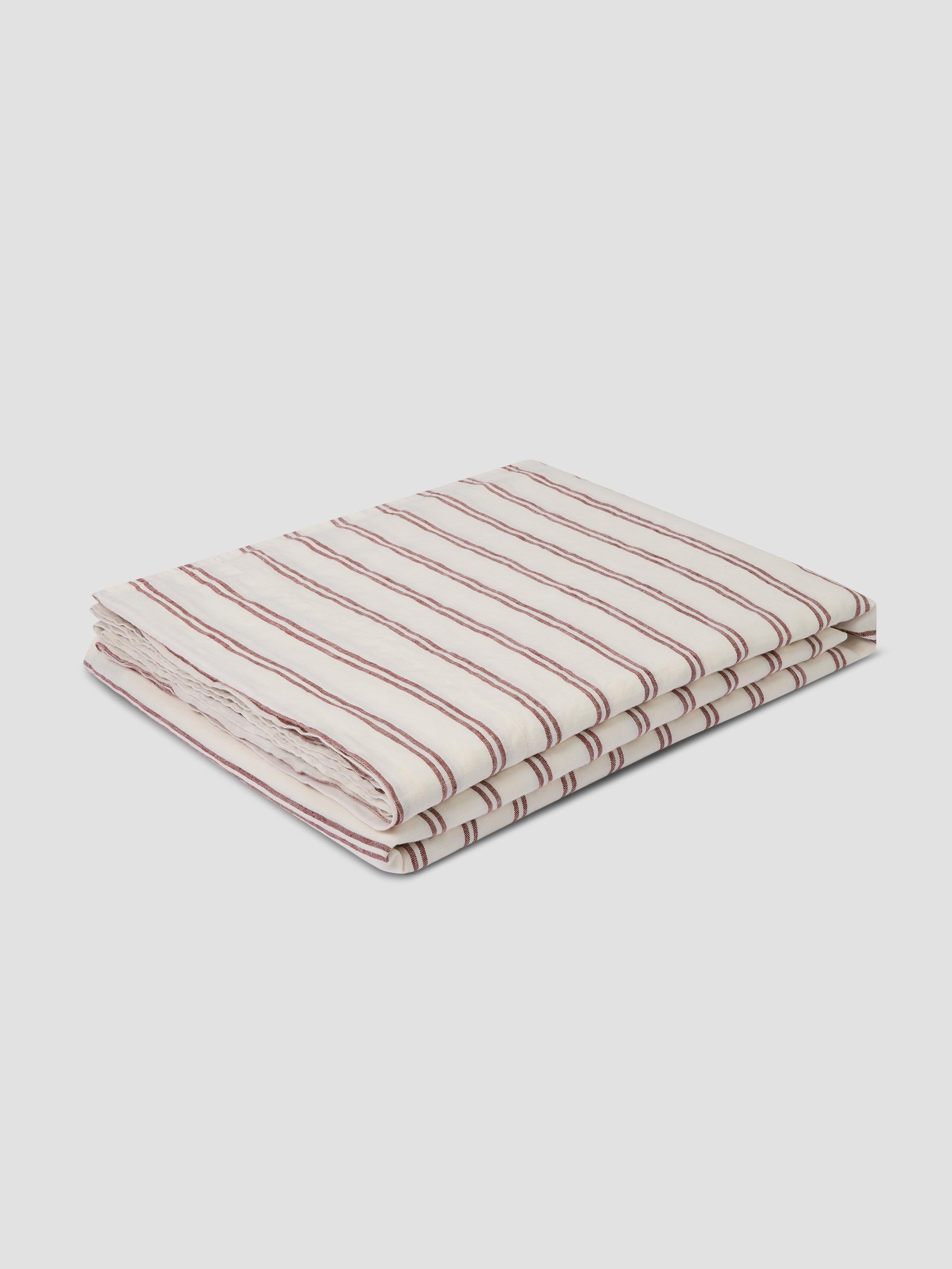 Rhubarb Kemptown Stripe 100% Linen Flat Sheet - Image 2