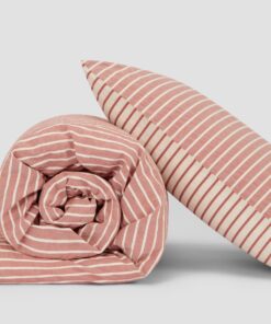 Auburn Red Texture Stripe Cotton Kids Bedding Set