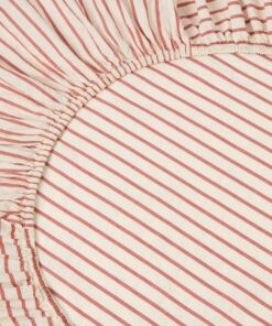 Auburn Red Texture Stripe Cotton Kids Fitted Sheet