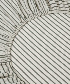 Spruce Green Texture Stripe Cotton Kids Fitted Sheet