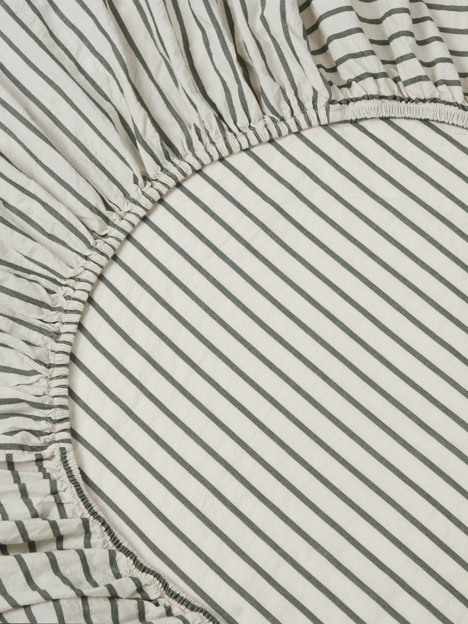 Spruce Green Texture Stripe Cotton Kids Fitted Sheet