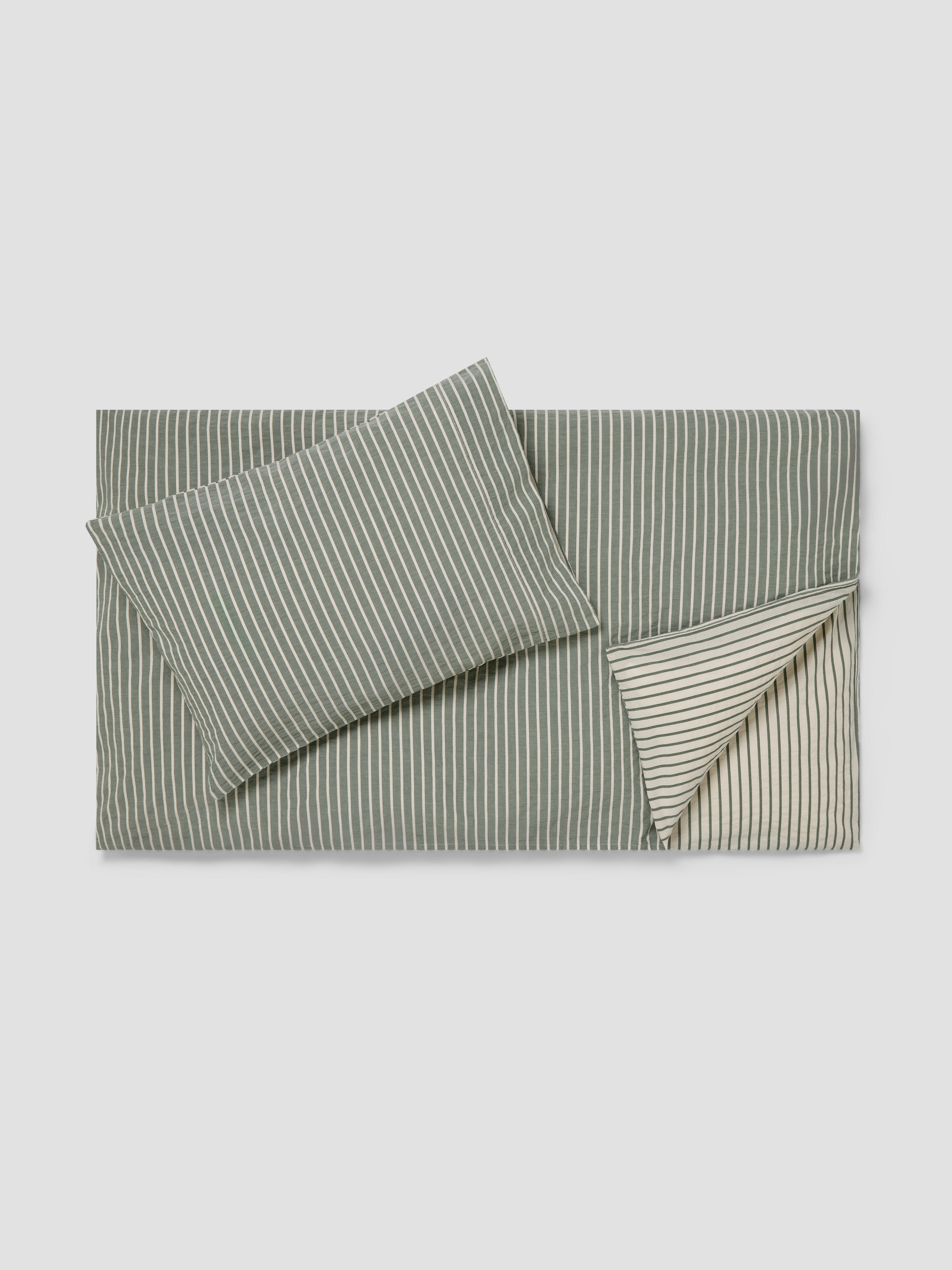 Spruce Green Texture Stripe Cotton Kids Bedding Set - Image 3