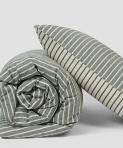 Spruce Green Texture Stripe Cotton Kids Bedding Set