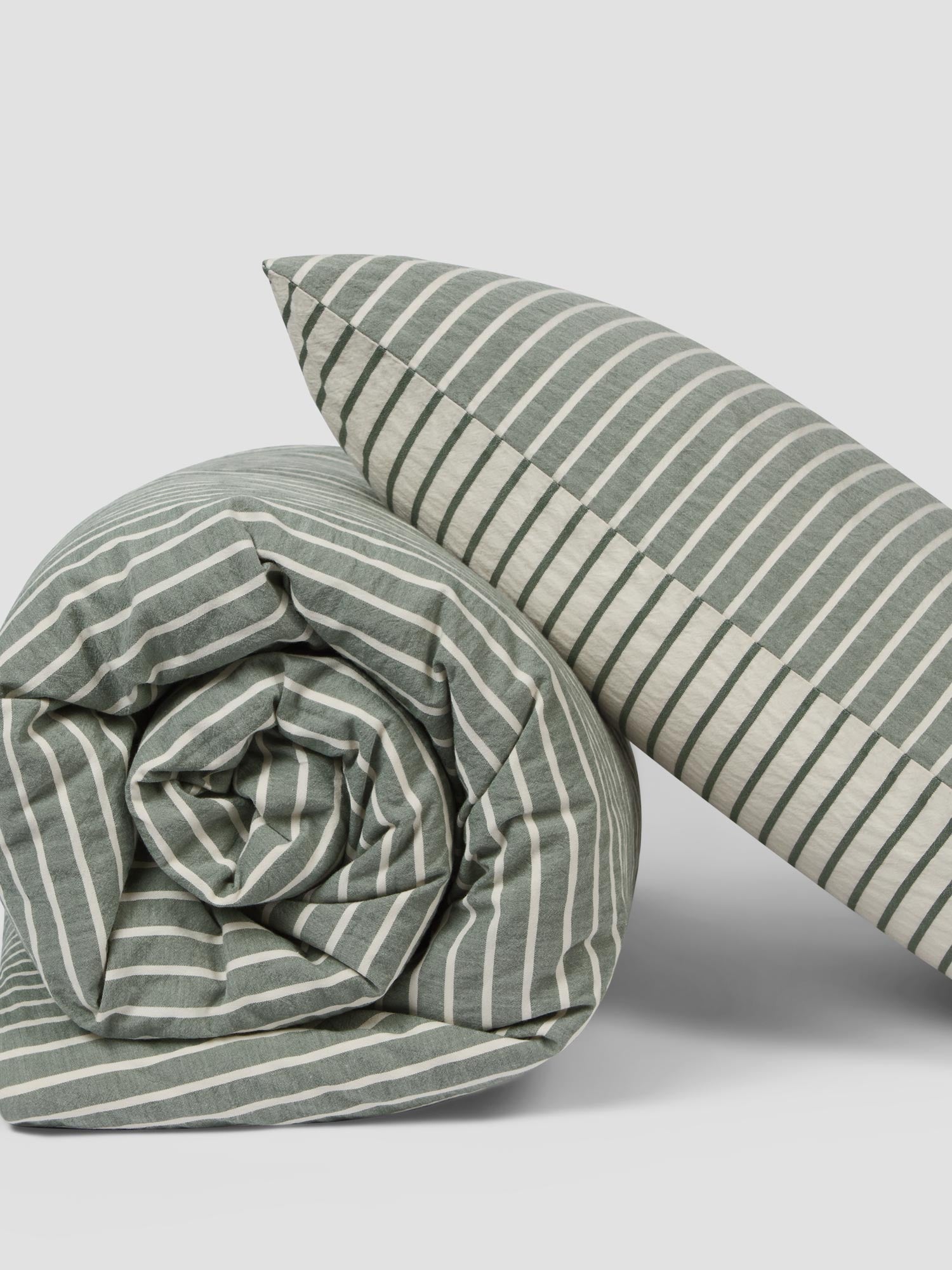 Spruce Green Texture Stripe Cotton Kids Bedding Set