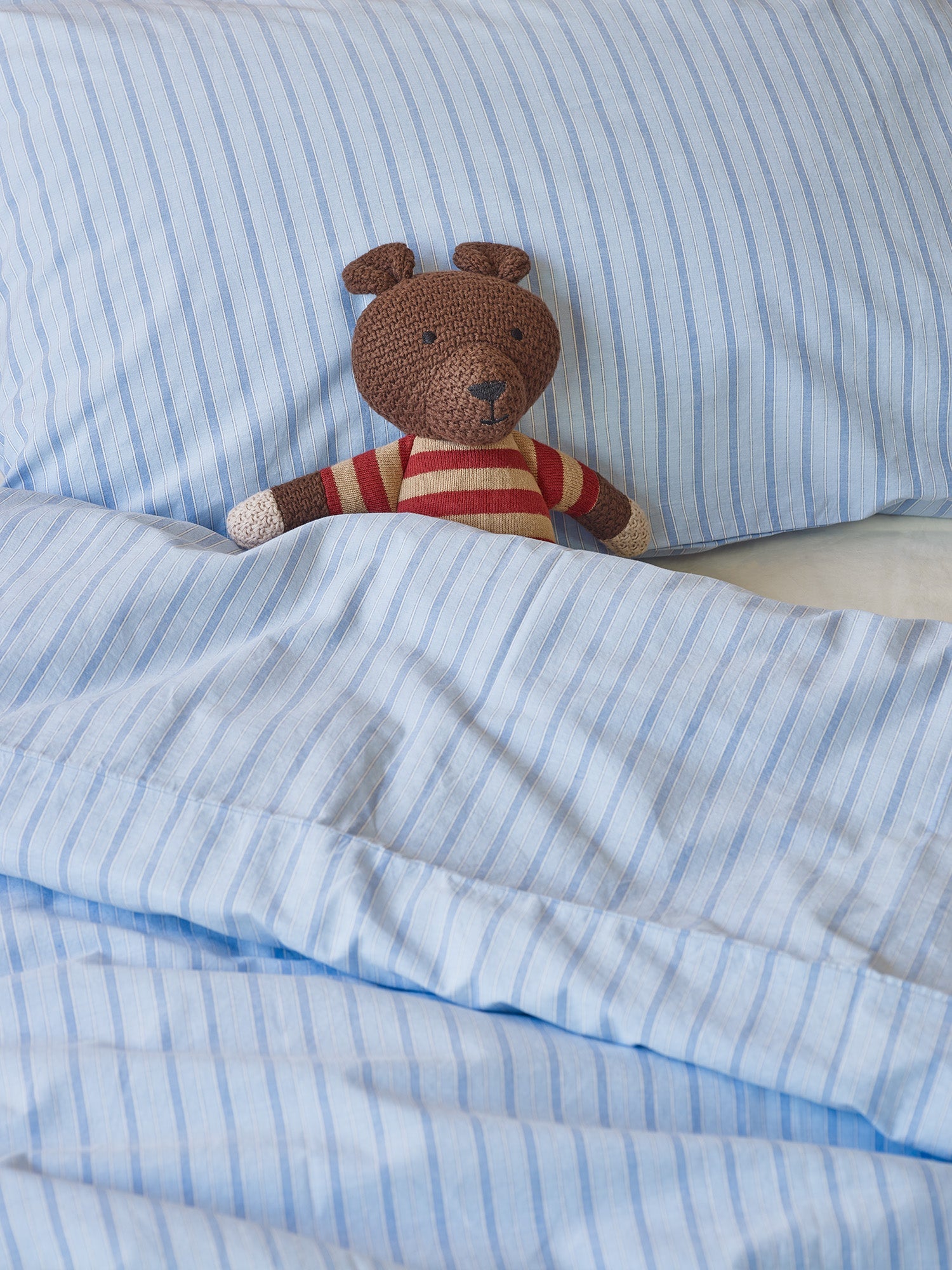 Pale Blue Favorite Shirt Stripe Kids Cotton Bedding Set - Image 2