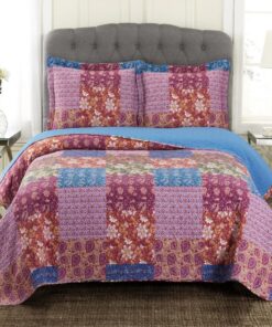 Kenzy Oversized Quilt Set Reversible Paisley Floral Patchwork