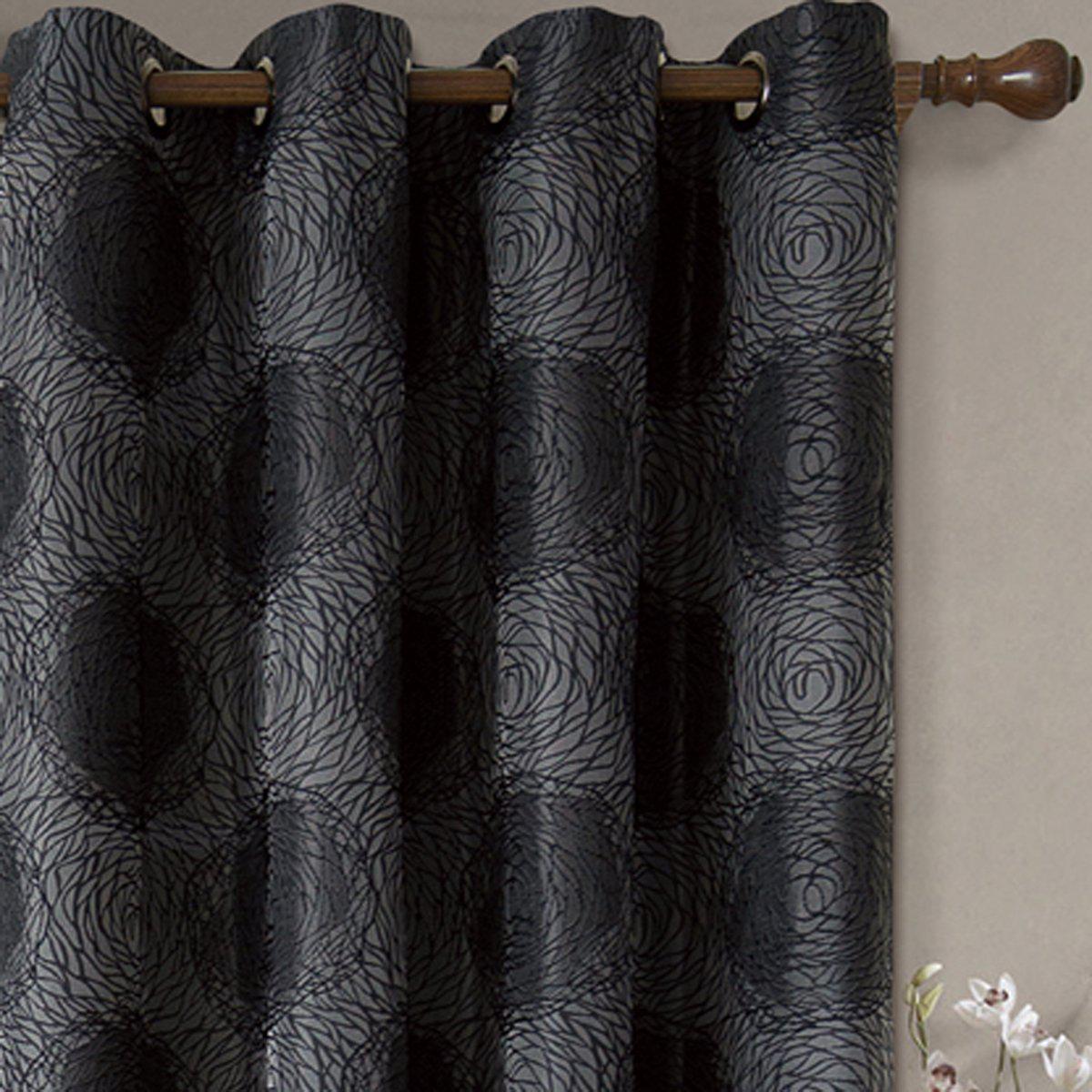 Lexington Circle Swirl Jacquard Curtains Top Grommet Panels (Set of 2) - Image 2