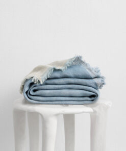 Lagoon & Crème 100% French Flax Linen Muslin Throw