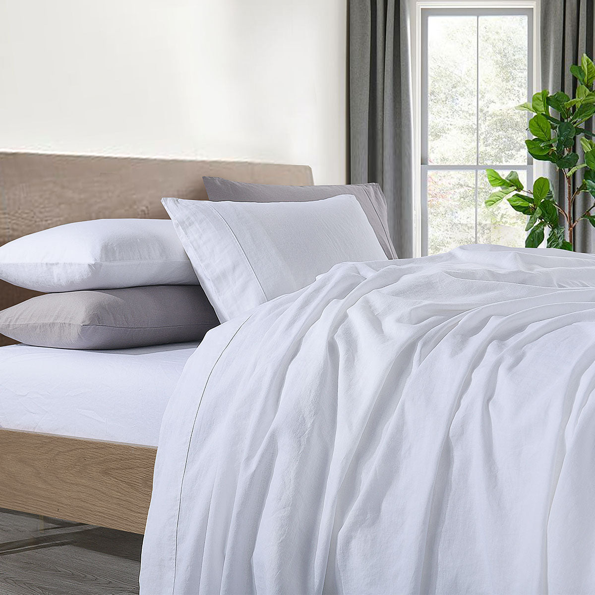 Pre-Washed Belgian Flax Linen Cotton Sheet Set - Image 2