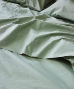 Mellow Green Washed Cotton Percale Flat Sheet