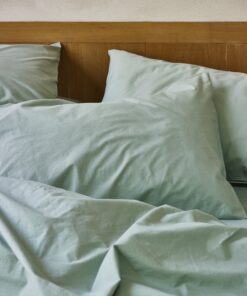 Mellow Green Washed Cotton Percale Pillowcases (Pair)
