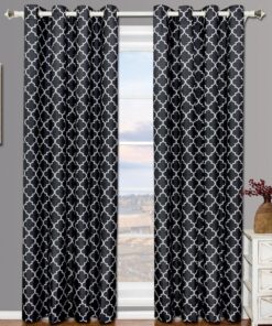Thermal Insulated Curtains Meridian Black & Gray (Set of 2 Panels)