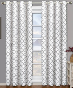 Thermal Insulated Curtain White & Gray Meridian Pair ( Set of 2 Panels)